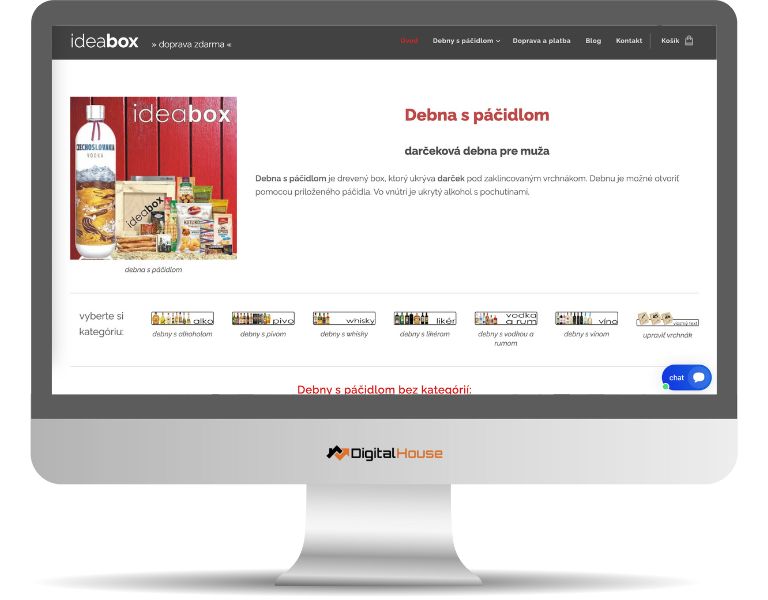 náhľad eshopu ideabox na monitore